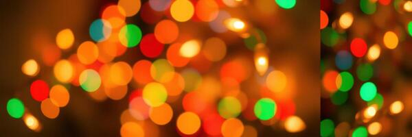 Colorful bokeh lights create a festive atmosphere during the winter holiday season photo