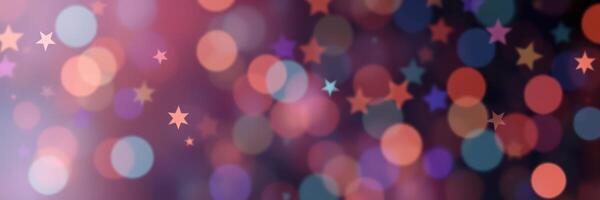 Colorful blurred bokeh with star shapes in celebration theme during evening event photo