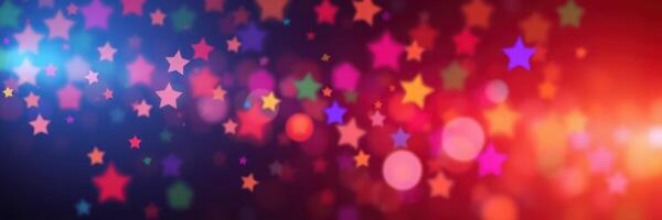 Colorful stars and lights create a festive atmosphere perfect for celebrations and parties at night photo