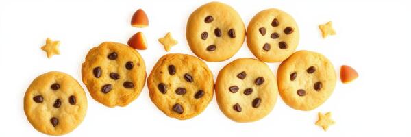 Freshly baked cookies arranged in a delightful pattern on a clean background for a festive occasion photo
