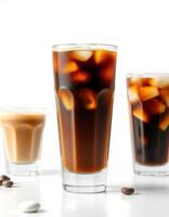 Refreshing iced coffee drinks enjoyed during a warm afternoon gathering at a cozy cafe setting photo