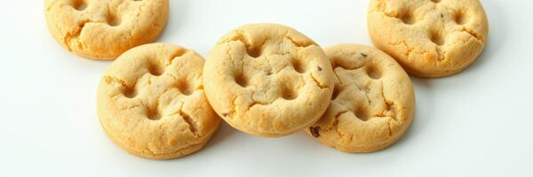 Homemade butter cookies arranged elegantly on a light background, showcasing their golden-brown color and unique shape photo