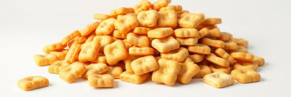 Crunchy savory snacks piled high on a white surface perfect for sharing during gatherings or enjoying alone anytime photo