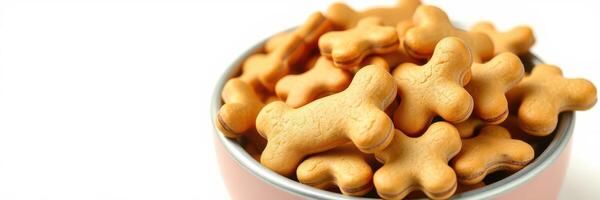 Dog biscuits in a bowl ready for pets during snack time or training sessions photo