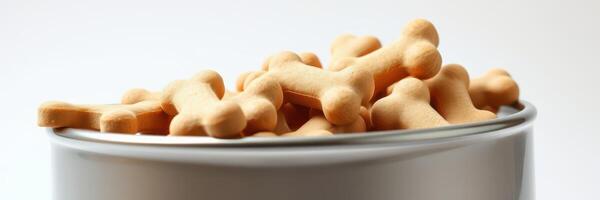 Treats in a bowl for dogs presented in a cozy indoor setting during daylight photo