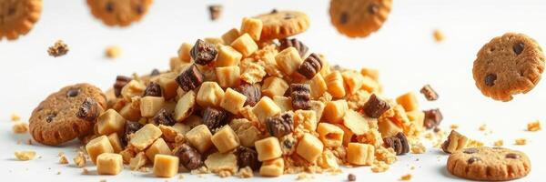 Delicious cookies and sweet morsels cascade in a joyful baking moment photo