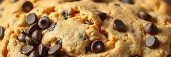 Planning to bake delicious chocolate chip cookies using homemade dough filled with rich chocolate pieces photo