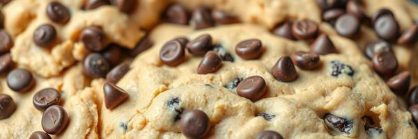 Freshly baked chocolate chip cookies arranged on a plate, showcasing a tempting dessert ready to be enjoyed photo