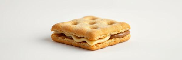 Delicious peanut butter cream sandwich in a light and airy style on a plain background photo