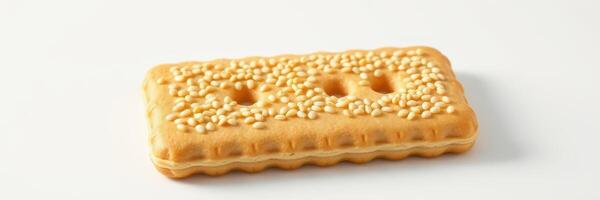 Delicious cookie topped with sesame seeds ready for a tasty snack or dessert at any time of day photo