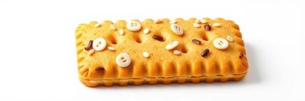 Delicious cookie topped with nuts and seeds showcases appetizing treat during afternoon snack time photo