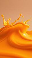 Bright orange liquid splashes and swirls dynamically creating an energetic visual display photo
