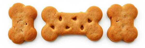 Delicious dog-shaped treats arranged on a white background in a playful pattern photo