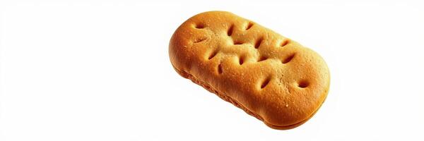 Delicious cookie with a unique shape and texture placed on a clean white background photo
