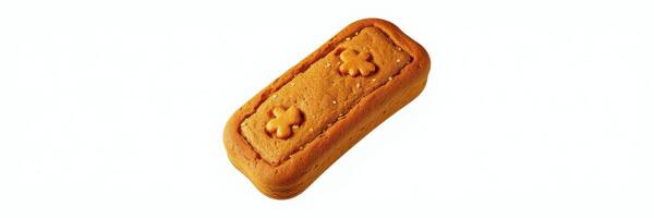 Unique rectangular biscuit with intricate designs, perfect for pairing with beverages and enjoying at home or cafes photo