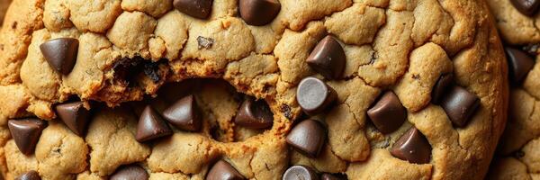 Chocolate chip cookies with melting chocolate pieces fresh from the oven photo