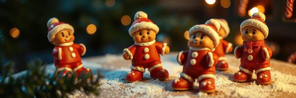 Festive holiday gingerbread figures celebrating the season in a cozy setting photo