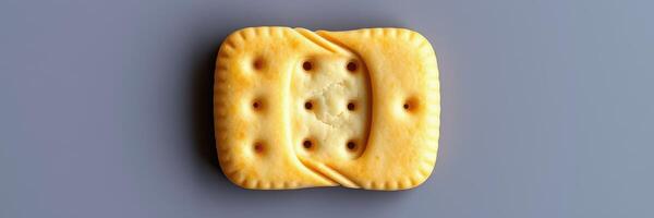 Unique cracker with distinct texture and shape on a light background showcasing its baked details and design photo