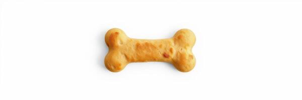 Bone-shaped dog treat resting on a white background, perfect for rewarding pets after training sessions or simply for a treat photo