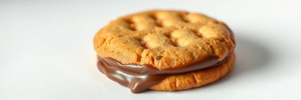 Delicious chocolate filled cookie with a crunchy texture perfect for dessert or snack time enjoyment photo