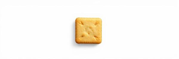 Unique square biscuit displayed on a plain white surface, highlighting its texture and simple design for culinary interest photo