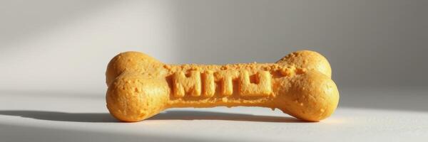 Dog treats on a light background with natural shadows and texture detail during daylight hours photo