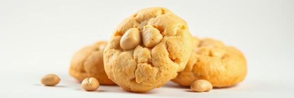 Freshly baked peanut cookies arranged on a clean surface ready for enjoyment photo