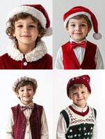 Four different pictures of a child wearing different clothes photo