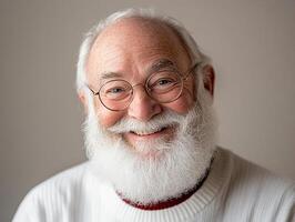 A smiling man with a white beard and glasses photo