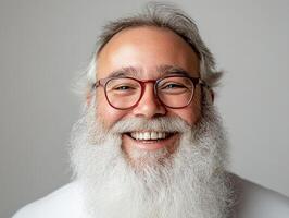 A man with a long white beard and glasses photo