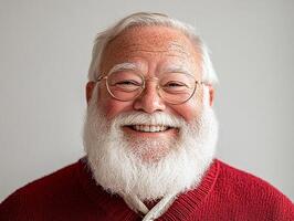 A smiling old man with a beard and glasses photo