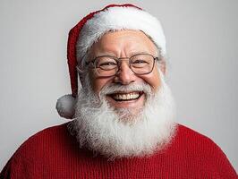 A man with glasses and a santa hat smiling photo