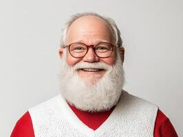 A man with a beard and glasses wearing a red sweater photo