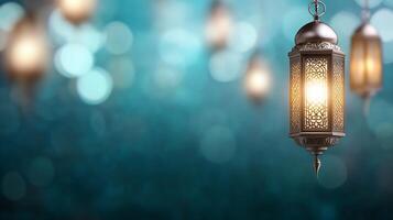 Islamic lanterns hanging from the ceiling photo