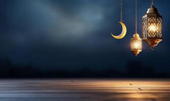 Three hanging lamps with crescent and moon photo
