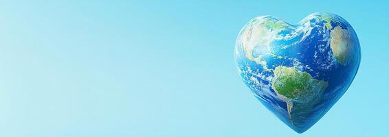 Earth in heart shape on blue sky photo