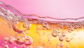 A close up of bubbles in a glass of soda photo