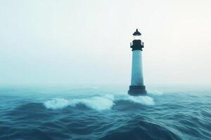 A lighthouse in the middle of the ocean photo