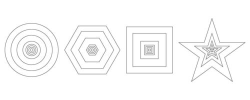 Golden ratio template. Circle, Polygon, Square and Star shapes outline a collection of harmony proportion illustration. vector