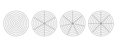 Polar grid segment concentric circles diagram of lifestyle balance. Diagram wheel parts polar grid infographic. vector
