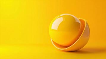 Yellow ball with a hole in the middle. The yellow color of the ball and the yellow background create a warm and inviting mood. The ball's shape and the hole in the middle give it a unique photo