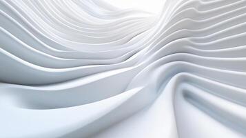The image is a white and gray abstract painting of a wave. The wave is made up of many small lines and curves, creating a sense of movement and energy. The painting is very dynamic photo