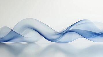 Blue wave is reflected in a white background. The image has a calming and serene mood, as the blue wave appears to be gently flowing and peaceful photo