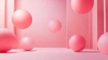 Pink spheres floating in the air, creating a sense of movement and playfulness. The pink color scheme evokes feelings of warmth, happiness, and joy photo