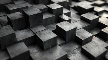 Close up of a black and grey cube pattern. The image is abstract and has a modern feel to it photo