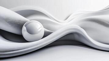 White and silver ball is on a white fabric. The image has a calm and serene mood photo