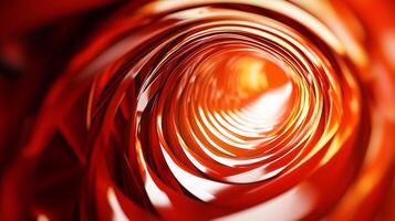Red spiral with white lines. The spiral is very large and has a lot of detail. The red color is very bold and stands out. The white lines add contrast and make the spiral look more dynamic photo