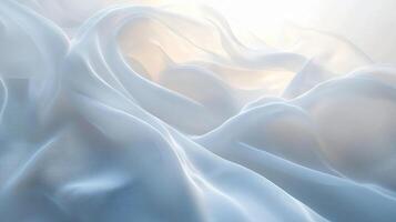 White fabric with a pattern of waves and ripples. The fabric is very soft and smooth to the touch photo