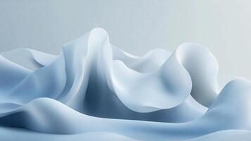 White and blue image of a snow covered mountain with a white sheet of fabric on top. The image has a dreamy and peaceful mood, as if the fabric is floating on top of the snow photo