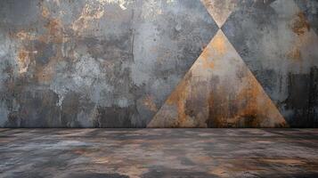 Wall with a triangle shape and a lot of rust. The wall is empty and has a lot of texture photo
